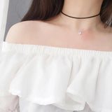 925 Silver Crystal Pendant Chain Necklace Women Wedding Jewelry