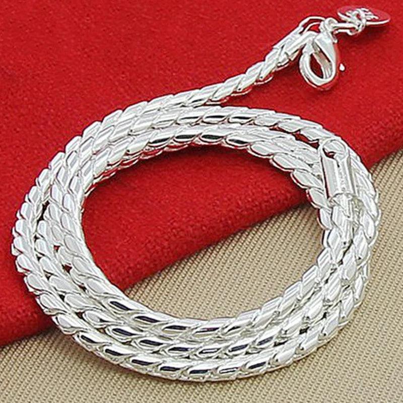 925 Silver 4mm Snake Chain Necklace 20 Inches