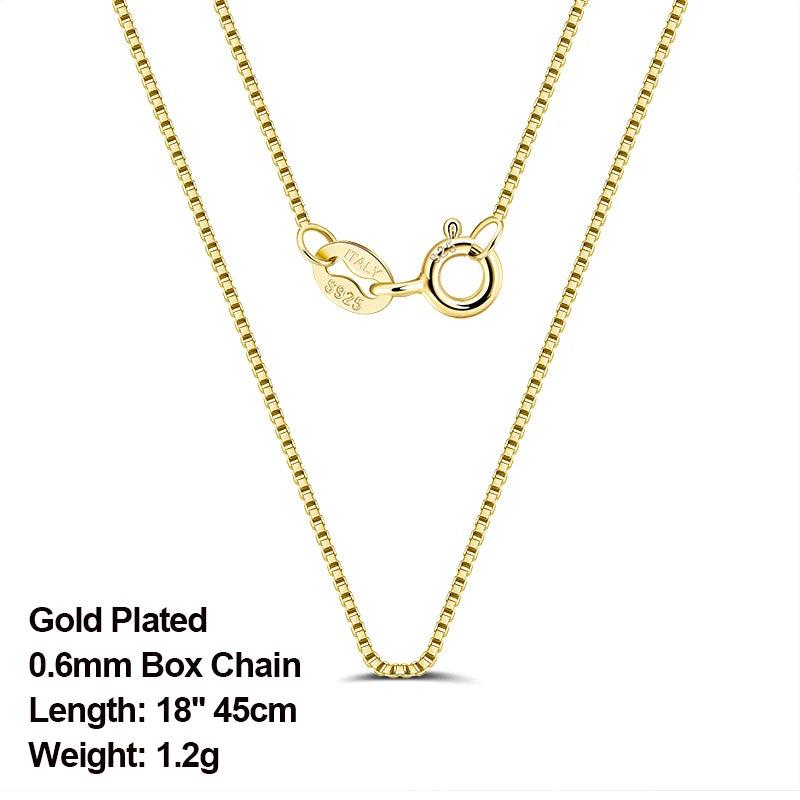 0.6mm Box Chain Necklace 925 Silver 18''Long Jewelry Gift OSC07