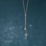 925 Silver CZ Cross Pendant Short Necklace Gift Girls