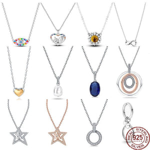 Silver Two-Tone Multi-Ring O Pendant Necklace DIY Women Jewelry