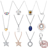 Silver Two-Tone Multi-Ring O Pendant Necklace DIY Women Jewelry