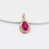14K Rose Gold Ruby Water Drop Pendant Necklace