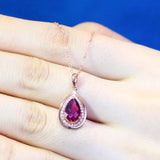 14K Rose Gold Ruby Water Drop Pendant Necklace