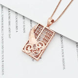 Purple Abacus Copper Coin Pendant 14K Rose Necklace for Women