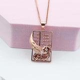 Purple Abacus Copper Coin Pendant 14K Rose Necklace for Women