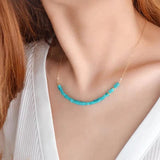 Turquoise Beaded Necklace 14K Filled Collier Femme Women Vintage