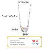 925 Silver Zircon Butterflies Choker Necklace Women Classic Jewelry