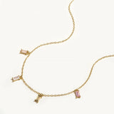 925 Silver Square Zircon Diamond Chain Necklace for Women