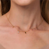 925 Silver Square Zircon Diamond Chain Necklace for Women