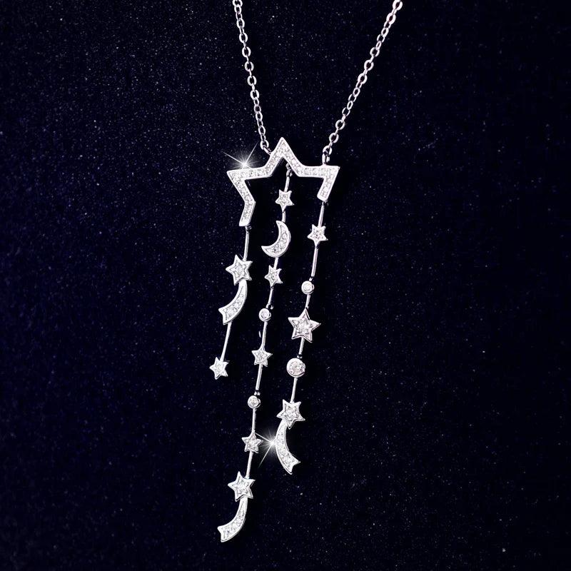 925 Silver Stars Zircon Necklace Pendant