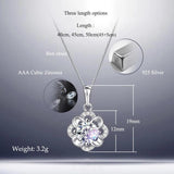 Flower Rhinestone CZ Pendant Necklace 925 Sterling Silver Zircon Charm