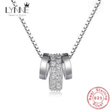 Rotatable Round CZ Pendant Necklace 925 Sterling Silver Rhinestone Circle