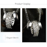 Rotatable Round CZ Pendant Necklace 925 Sterling Silver Rhinestone Circle