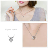 Rotatable Round CZ Pendant Necklace 925 Sterling Silver Rhinestone Circle