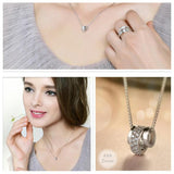 Rotatable Round CZ Pendant Necklace 925 Sterling Silver Rhinestone Circle