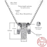 Rotatable Round CZ Pendant Necklace 925 Sterling Silver Rhinestone Circle