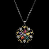 925 Silver Necklace Hollow Flower Zircon Pendant Women's Necklace