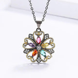 925 Silver Necklace Hollow Flower Zircon Pendant Women's Necklace