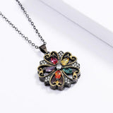 925 Silver Necklace Hollow Flower Zircon Pendant Women's Necklace
