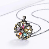 925 Silver Necklace Hollow Flower Zircon Pendant Women's Necklace