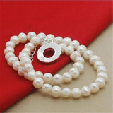 925 Silver Pearl Necklace Women Wedding Jewelry