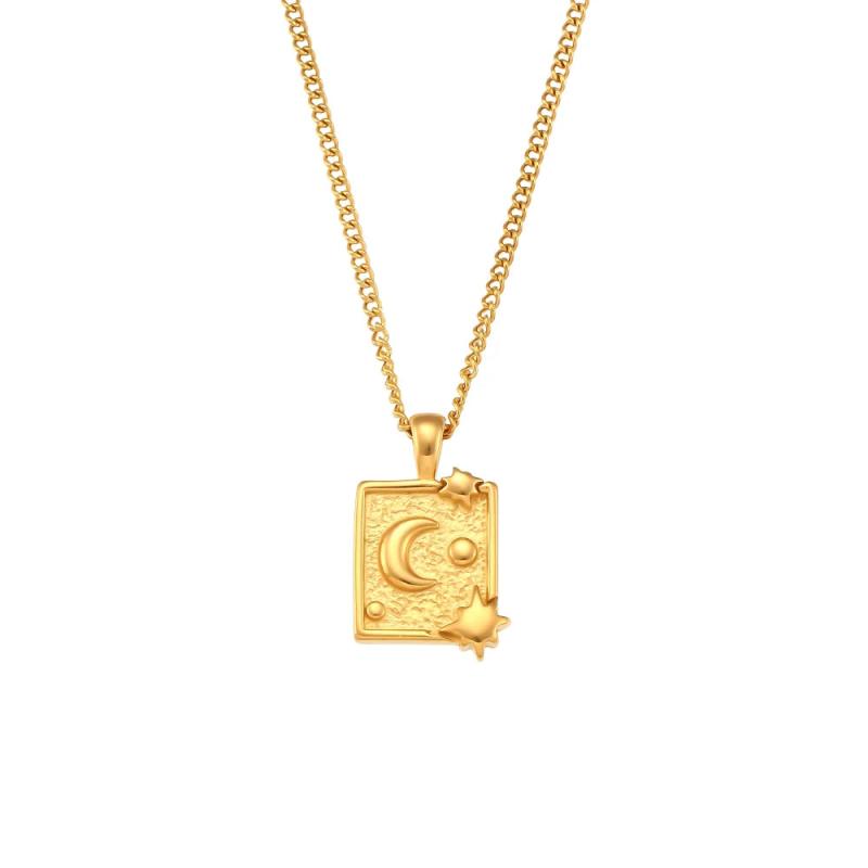 Vintage Moon Star Tarot Necklace Stainless Steel Jewelry