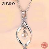 925 Silver Twisted Pearl Pendant Necklace for Women
