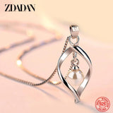 925 Silver Twisted Pearl Pendant Necklace for Women