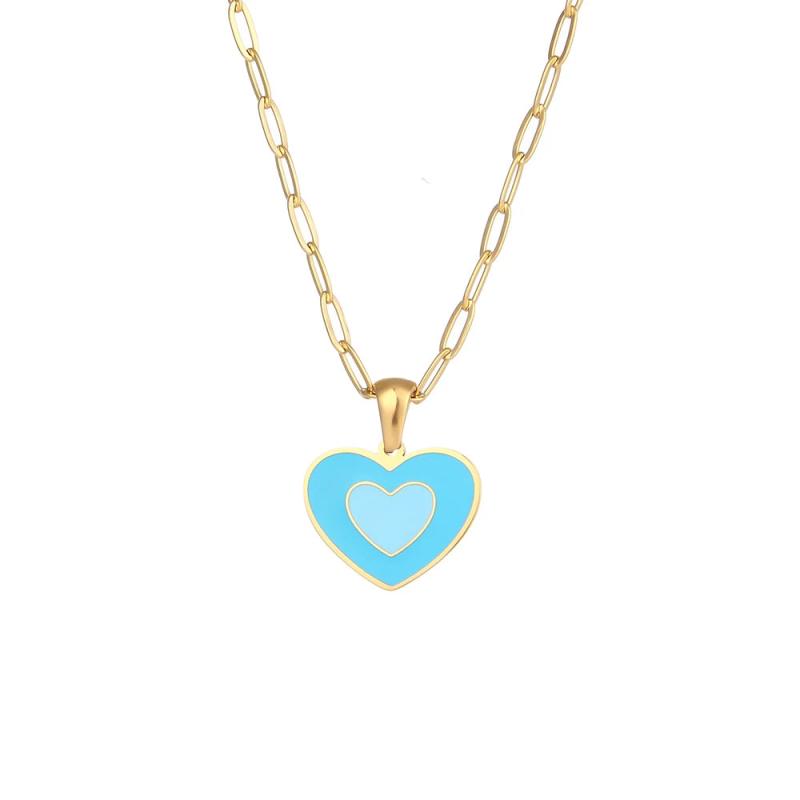 Y2K Heart Necklace Stainless Steel Chain Enamel Jewelry