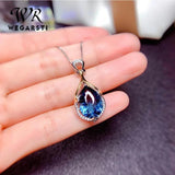Water Drop Gemstone Real Silver Pendant Necklace
