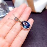 Water Drop Gemstone Real Silver Pendant Necklace