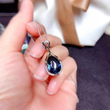 Water Drop Gemstone Real Silver Pendant Necklace