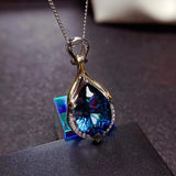 Water Drop Gemstone Real Silver Pendant Necklace