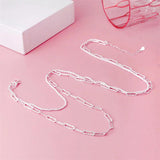 925 Silver Double Geometric Chain Necklaces for Women