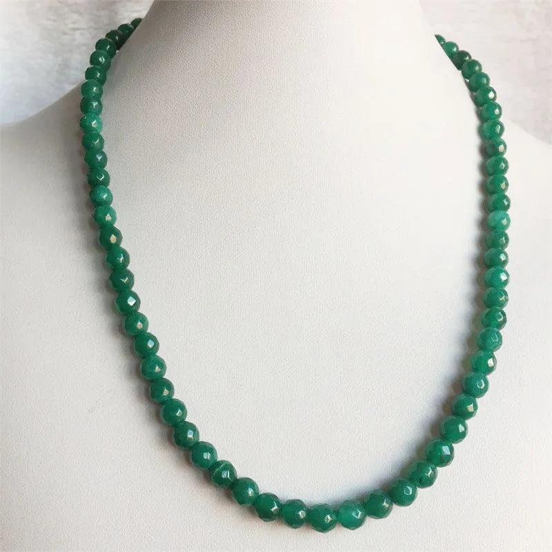 6MM Faceted Sapphire Emerald Ruby Jade Necklace Natural Stone Bohemia Collier