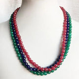 6MM Faceted Sapphire Emerald Ruby Jade Necklace Natural Stone Bohemia Collier