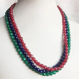 6MM Faceted Sapphire Emerald Ruby Jade Necklace Natural Stone Bohemia Collier