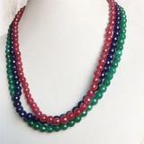 6MM Faceted Sapphire Emerald Ruby Jade Necklace Natural Stone Bohemia Collier