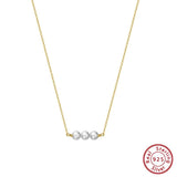 925 Sterling Silver Pearl Necklace with 3 Pieces Baroque Pearl