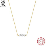 925 Sterling Silver Pearl Necklace with 3 Pieces Baroque Pearl