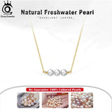 925 Sterling Silver Pearl Necklace with 3 Pieces Baroque Pearl
