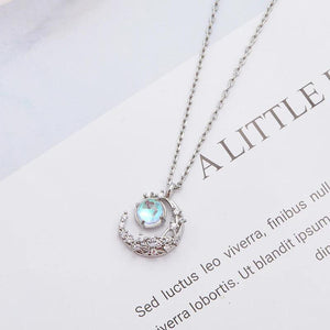 Sterling Silver Moon Opal Charm Necklace