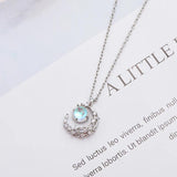 Sterling Silver Moon Opal Charm Necklace
