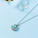 Sterling Silver Moon Opal Charm Necklace
