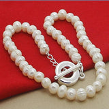 8mm Natural Pearl Necklace 925 Silver Women Wedding Jewelry