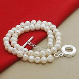 8mm Natural Pearl Necklace 925 Silver Women Wedding Jewelry