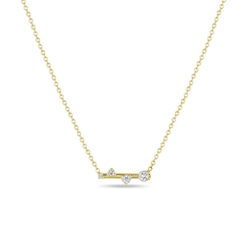 925 Silver Necklace Geometric Zircon Round Pendant