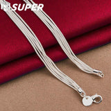 925 Silver 5 Snake Chain Starfish Necklace Wedding Jewelry