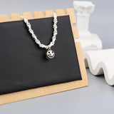 925 Silver Pearl Choker Smile Face Necklace Fine Jewelry